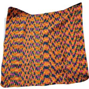 HANDCRAFTED Crochet Afghan Neon 46" X 46" Comfy Cozy Throw Blanket